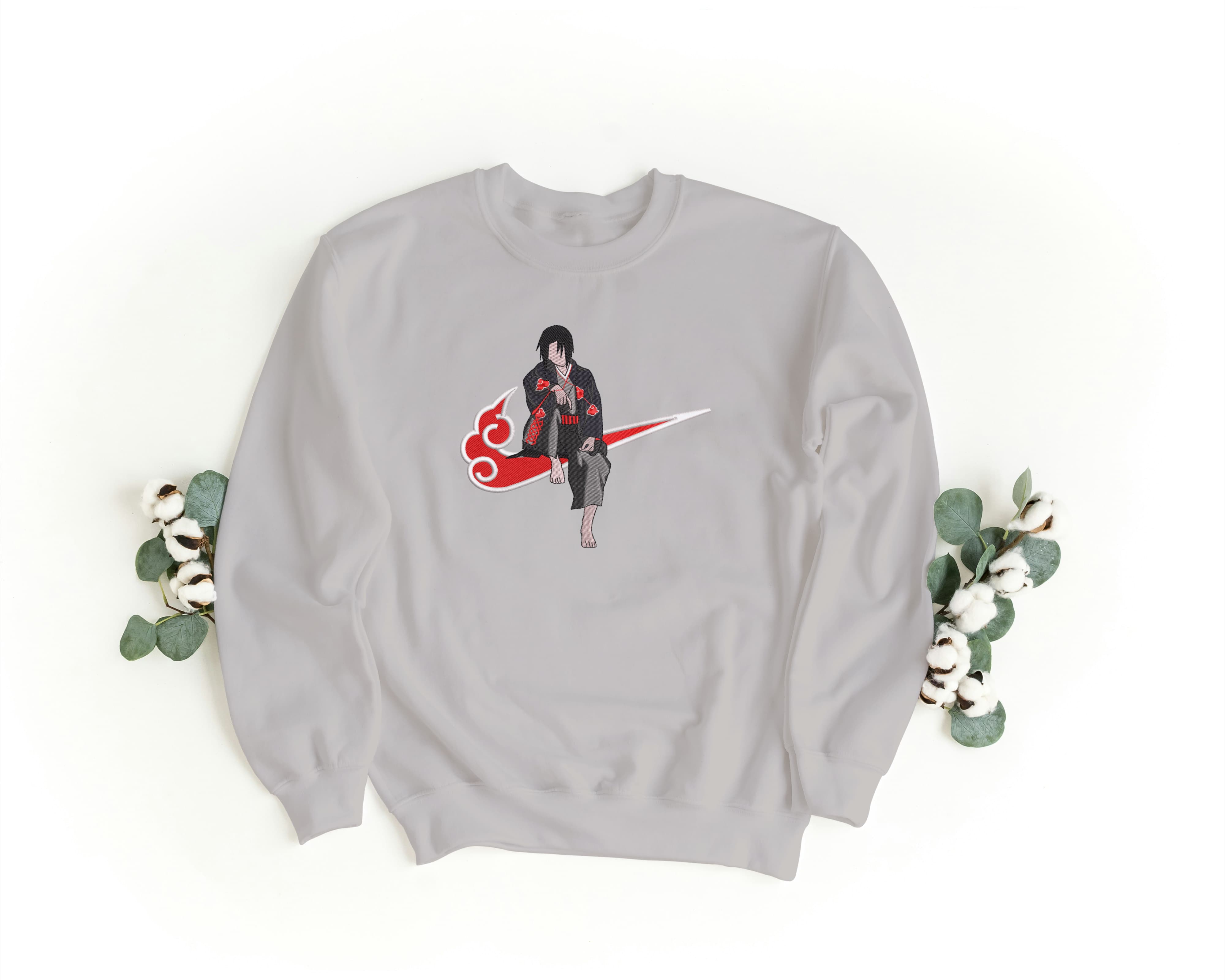 Felpa Ricamata Unisex a Girocollo – Morbida e Confortevole – Design Swoosh Sasuke-Biiply