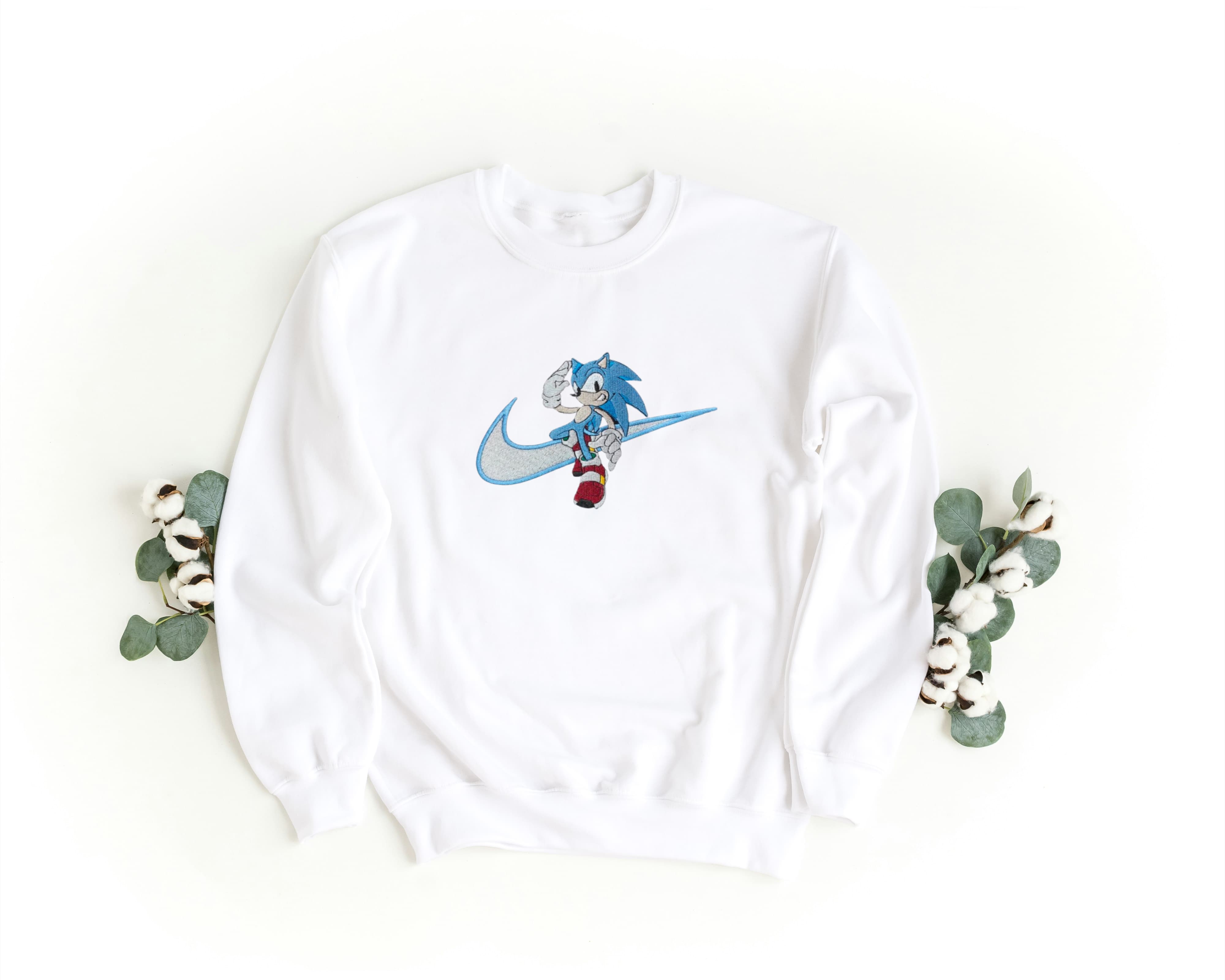 Felpa Ricamata Unisex a Girocollo – Morbida e Confortevole – Design Swoosh Sonic-Biiply