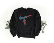 Felpa Ricamata Unisex a Girocollo – Morbida e Confortevole – Design Swoosh + Spiderman Xmas-Biiply