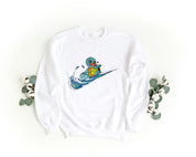 Felpa Ricamata Unisex a Girocollo – Morbida e Confortevole – Design Swoosh Squirtle-Biiply