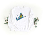 Sudadera unisex bordada de cuello redondo – Suave y cómoda – Diseño de Squirtle con logo Swoosh
