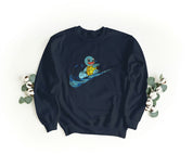 Felpa Ricamata Unisex a Girocollo – Morbida e Confortevole – Design Swoosh Squirtle-Biiply