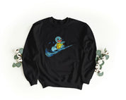 Felpa Ricamata Unisex a Girocollo – Morbida e Confortevole – Design Swoosh Squirtle-Biiply