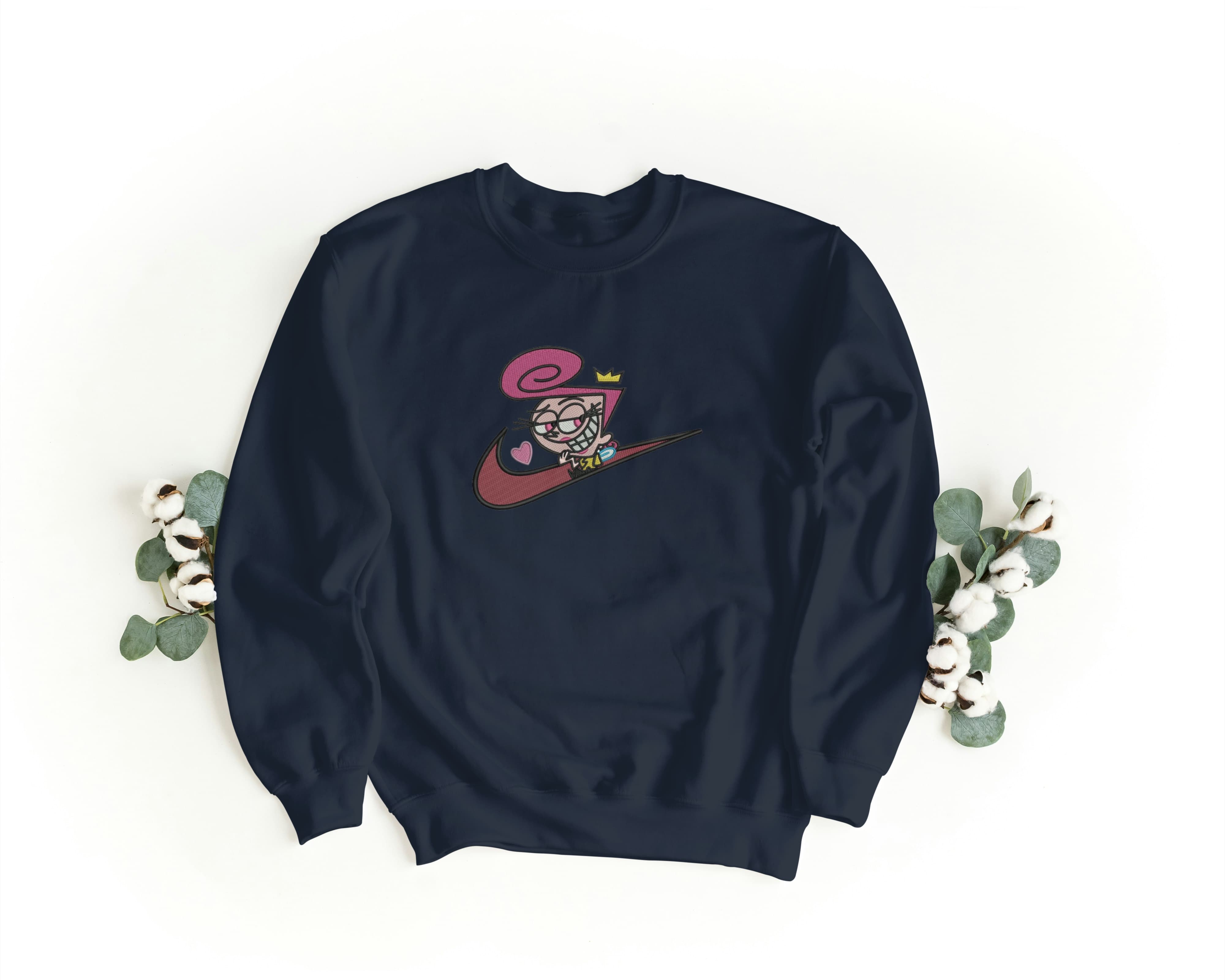 Felpa Ricamata Unisex a Girocollo – Morbida e Confortevole – Design Swoosh Vanda-Biiply