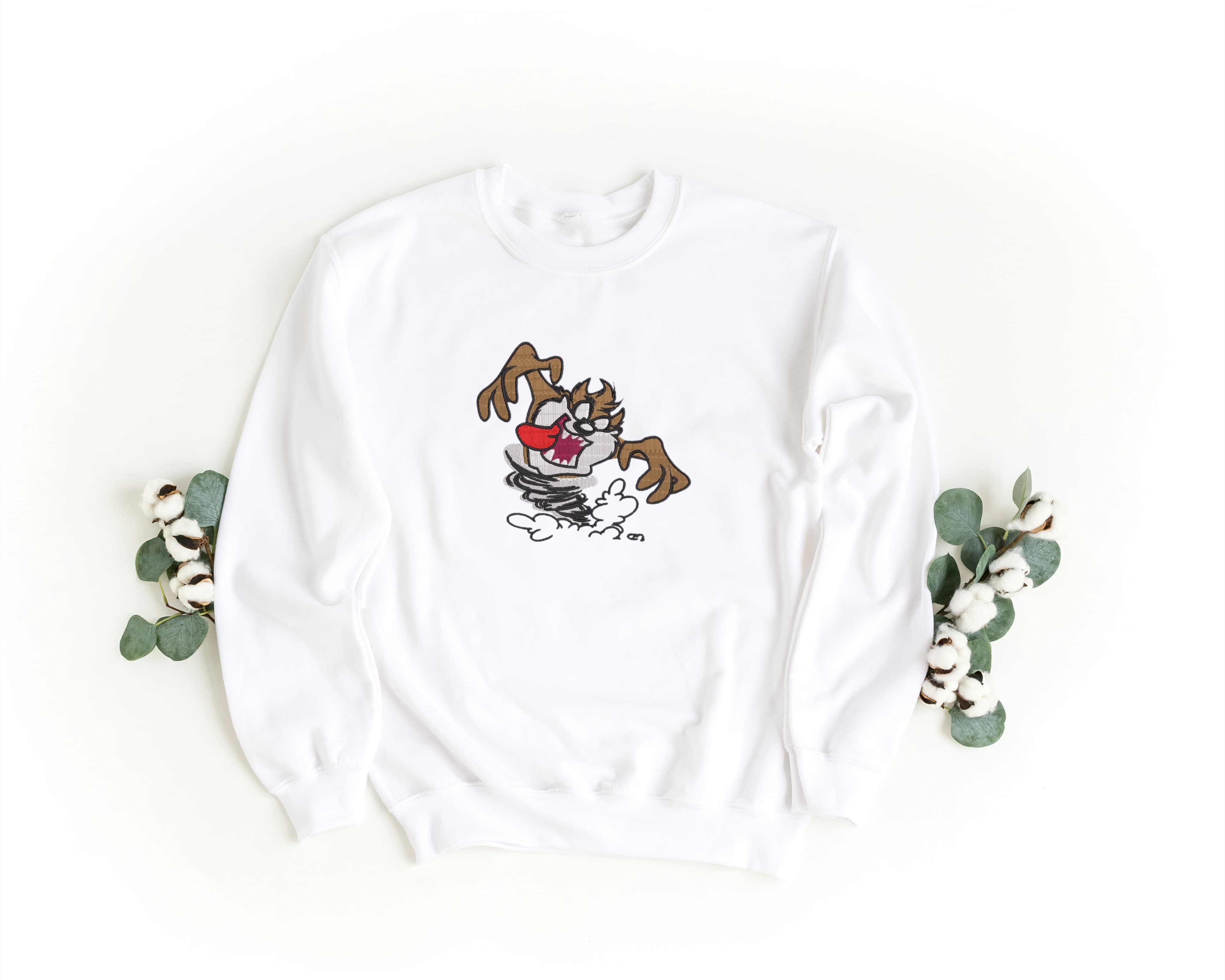 Felpa Ricamata Unisex a Girocollo – Morbida e Confortevole – Design Taz-Biiply