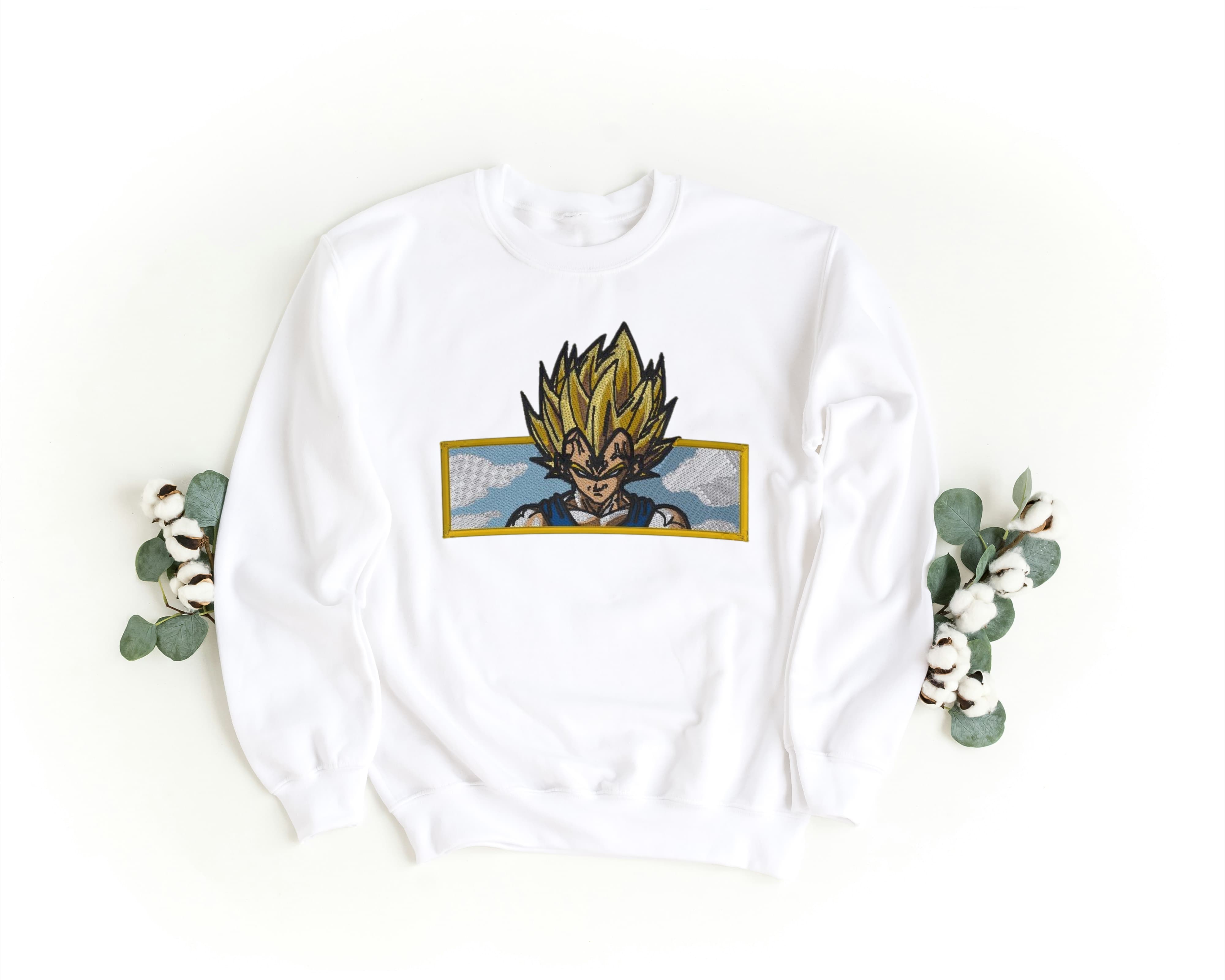 Felpa Ricamata Unisex a Girocollo – Morbida e Confortevole – Design Vegeta Super Sayan-Biiply