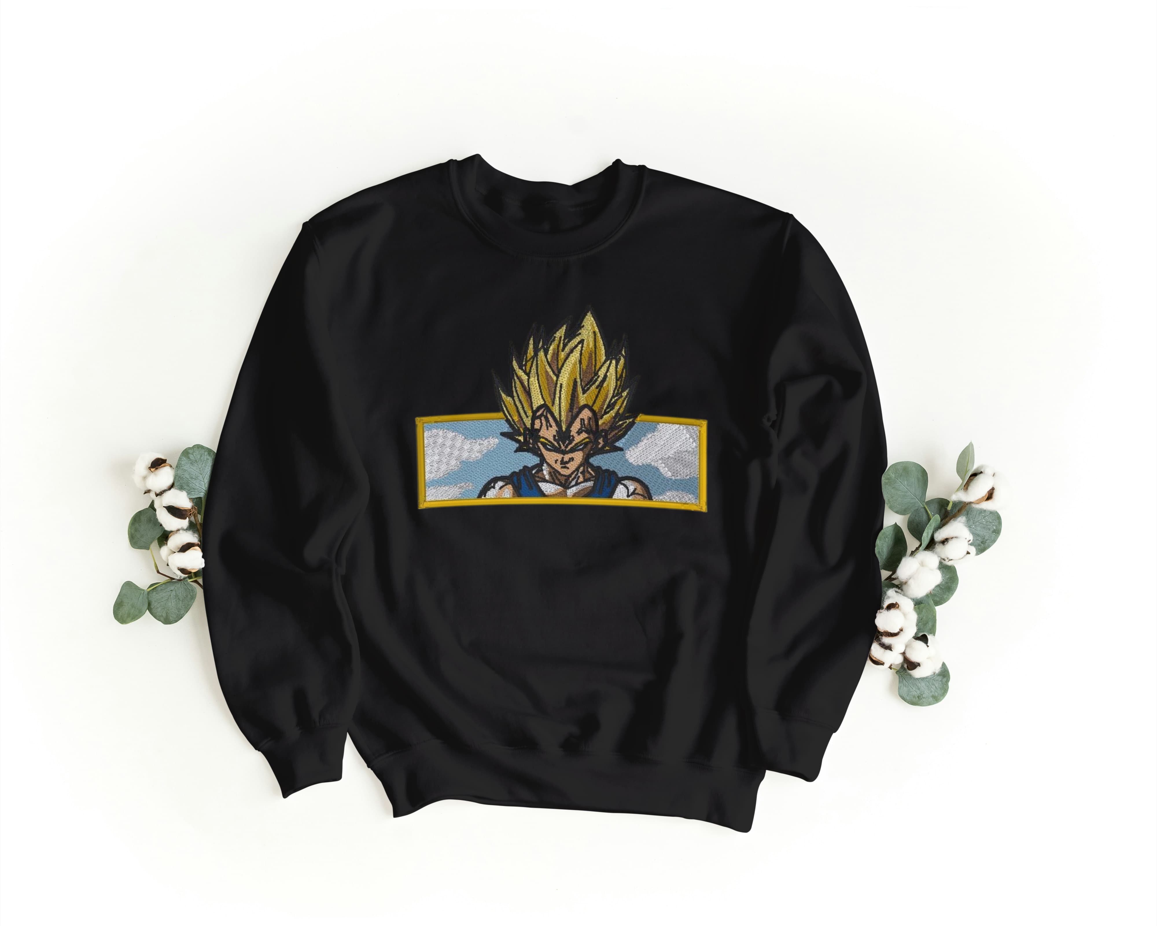Felpa Ricamata Unisex a Girocollo – Morbida e Confortevole – Design Vegeta Super Sayan-Biiply