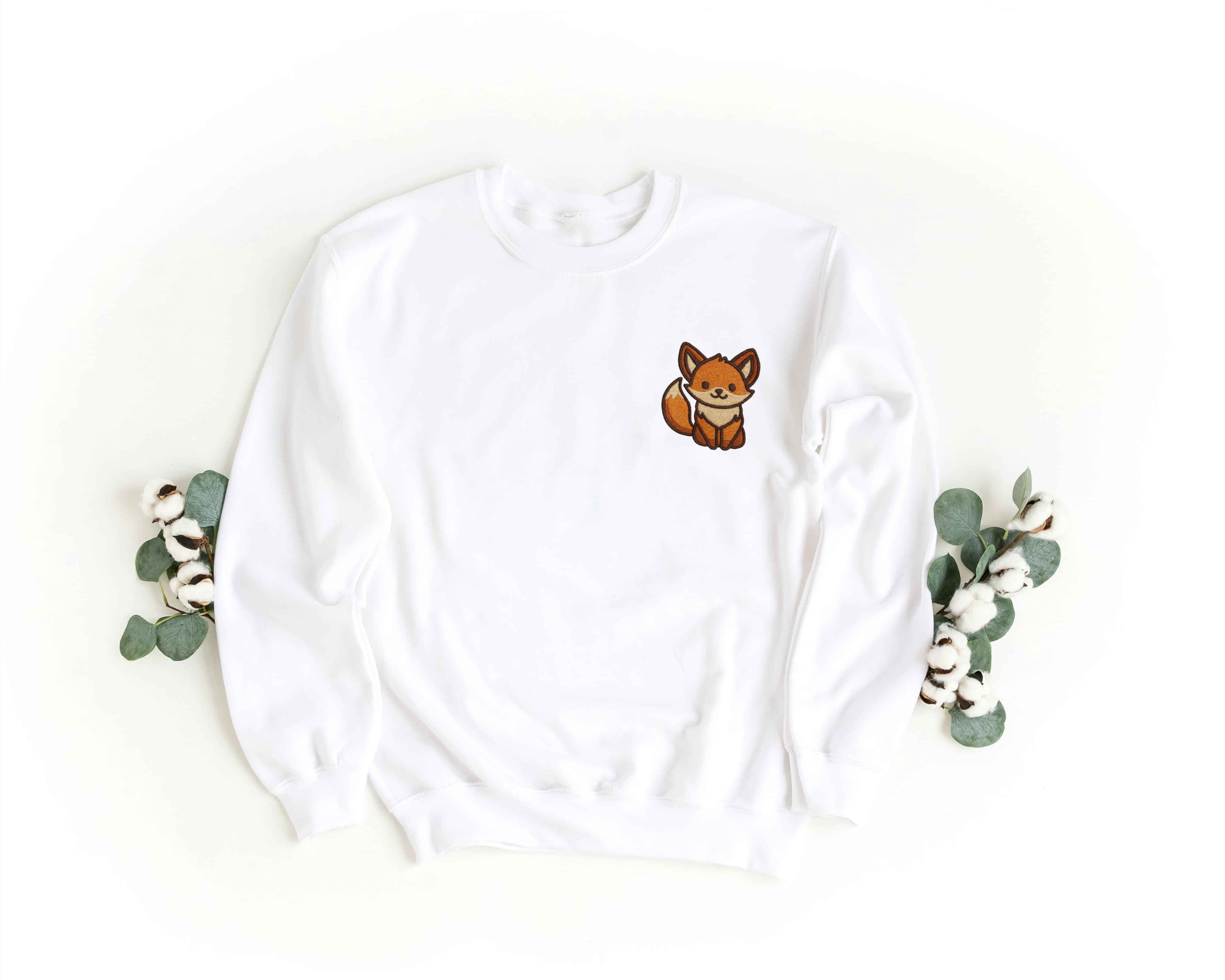 Felpa Ricamata Unisex a Girocollo – Morbida e Confortevole – Design Volpina-Biiply