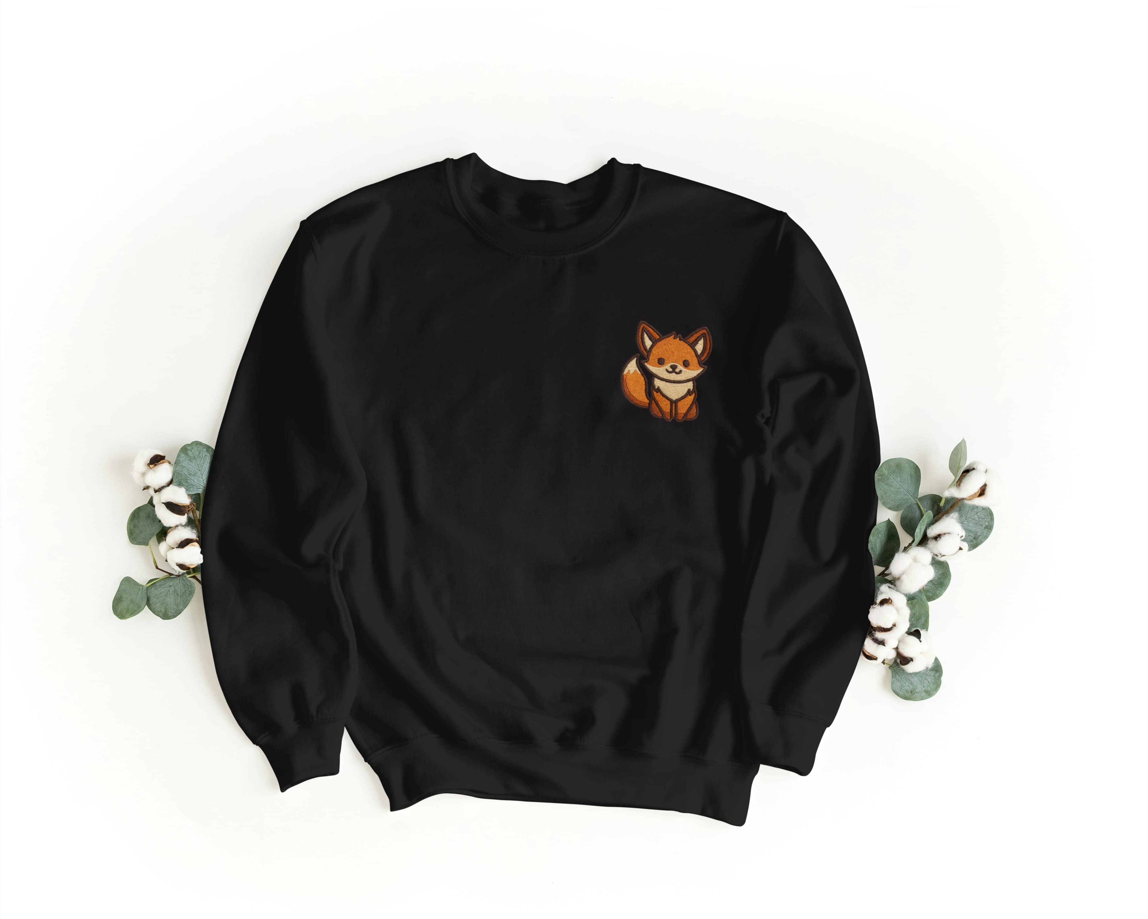 Felpa Ricamata Unisex a Girocollo – Morbida e Confortevole – Design Volpina-Biiply