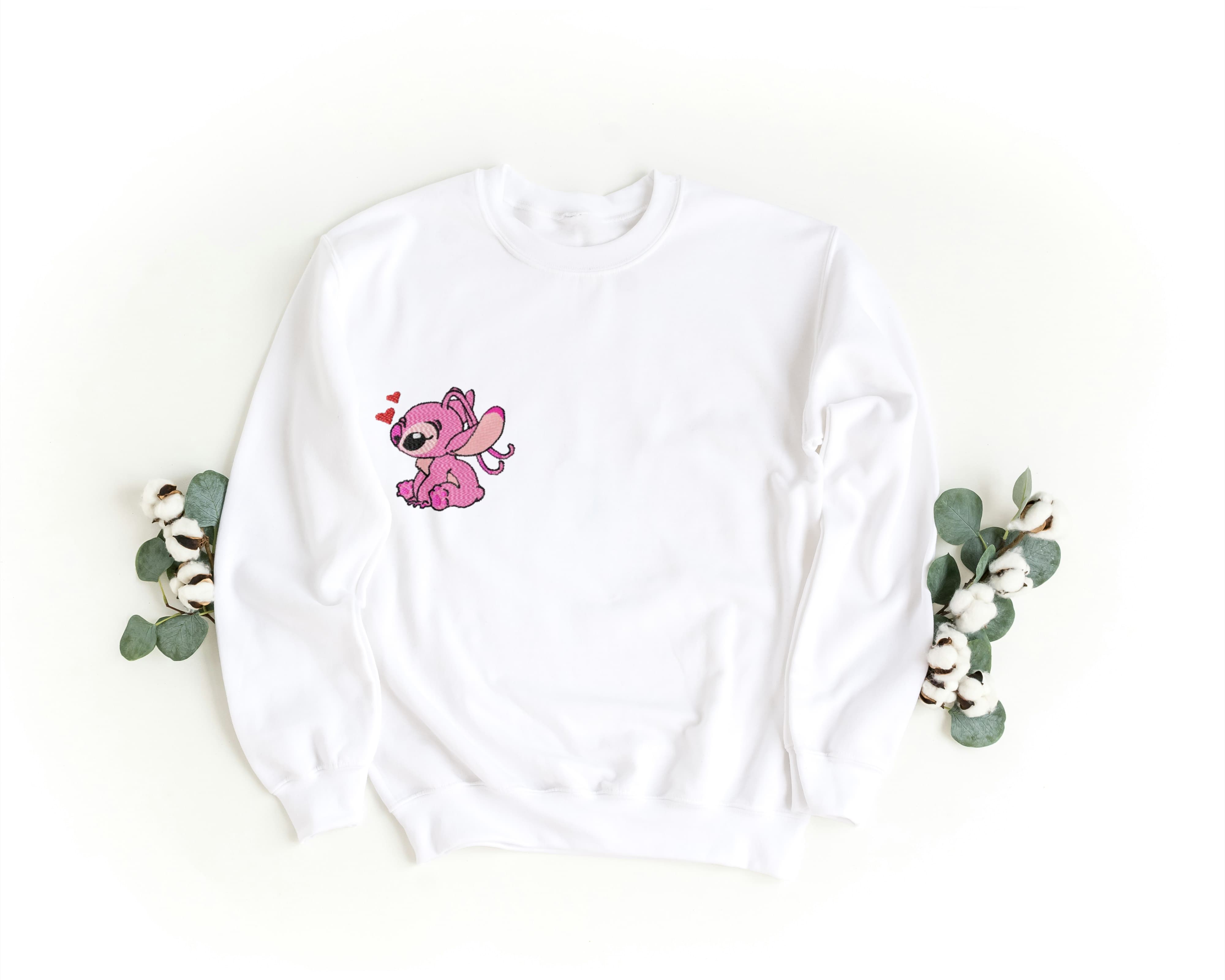 Felpa Ricamata Unisex a Girocollo Per Lui e Per Lei – Morbida e Confortevole – Design Stich e Angel-Biiply