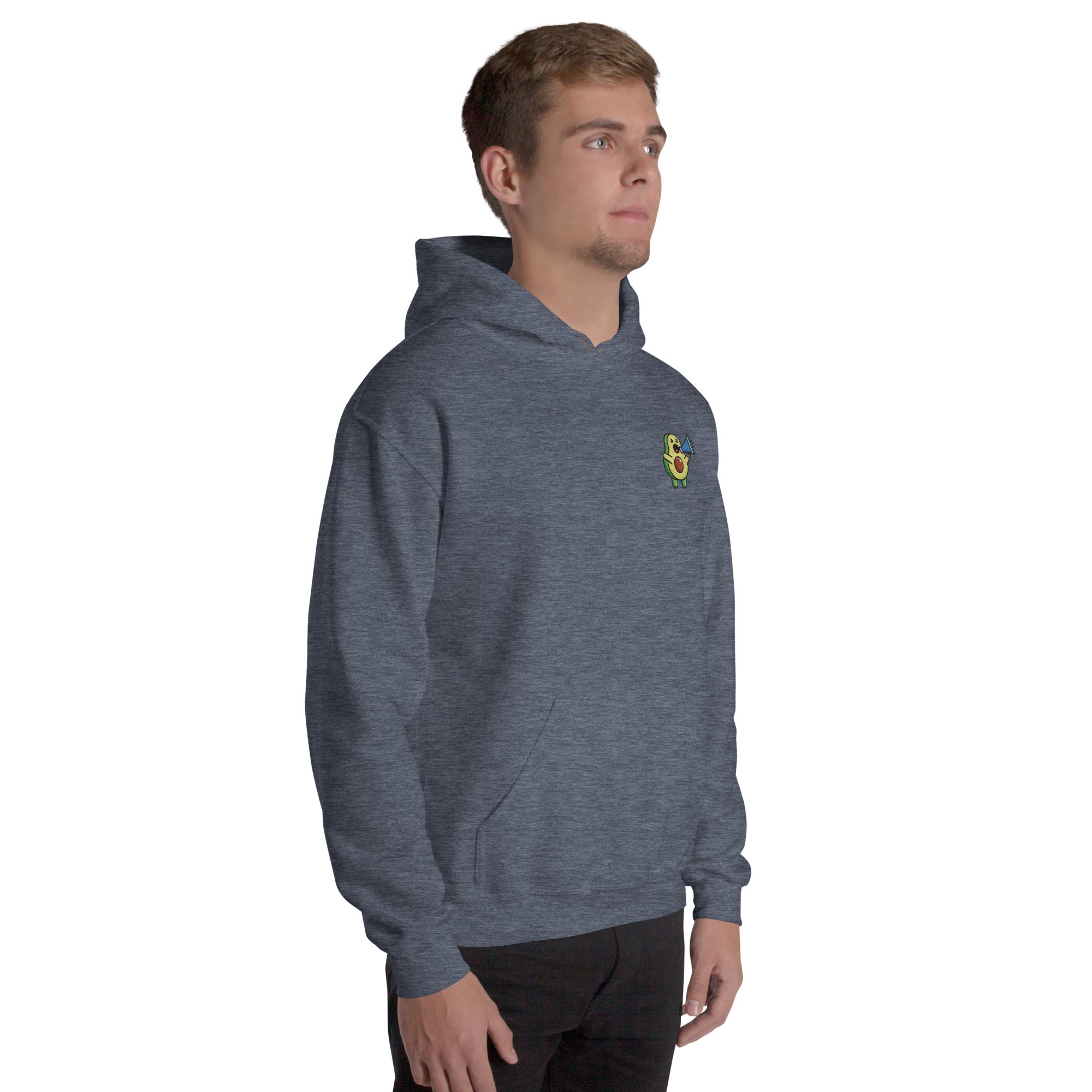 Felpa Ricamata Unisex con Cappuccio – Morbida – Design Avocado Con Megafono-Biiply
