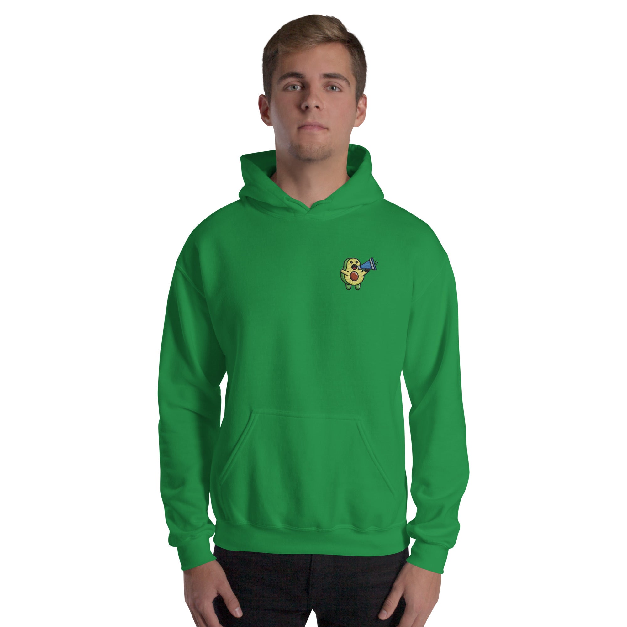 Felpa Ricamata Unisex con Cappuccio – Morbida – Design Avocado Con Megafono-Biiply