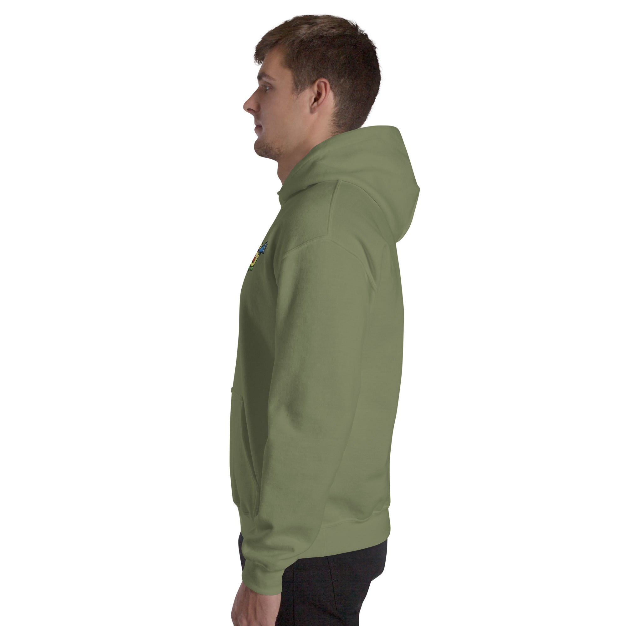 Felpa Ricamata Unisex con Cappuccio – Morbida – Design Avocado Con Megafono-Biiply