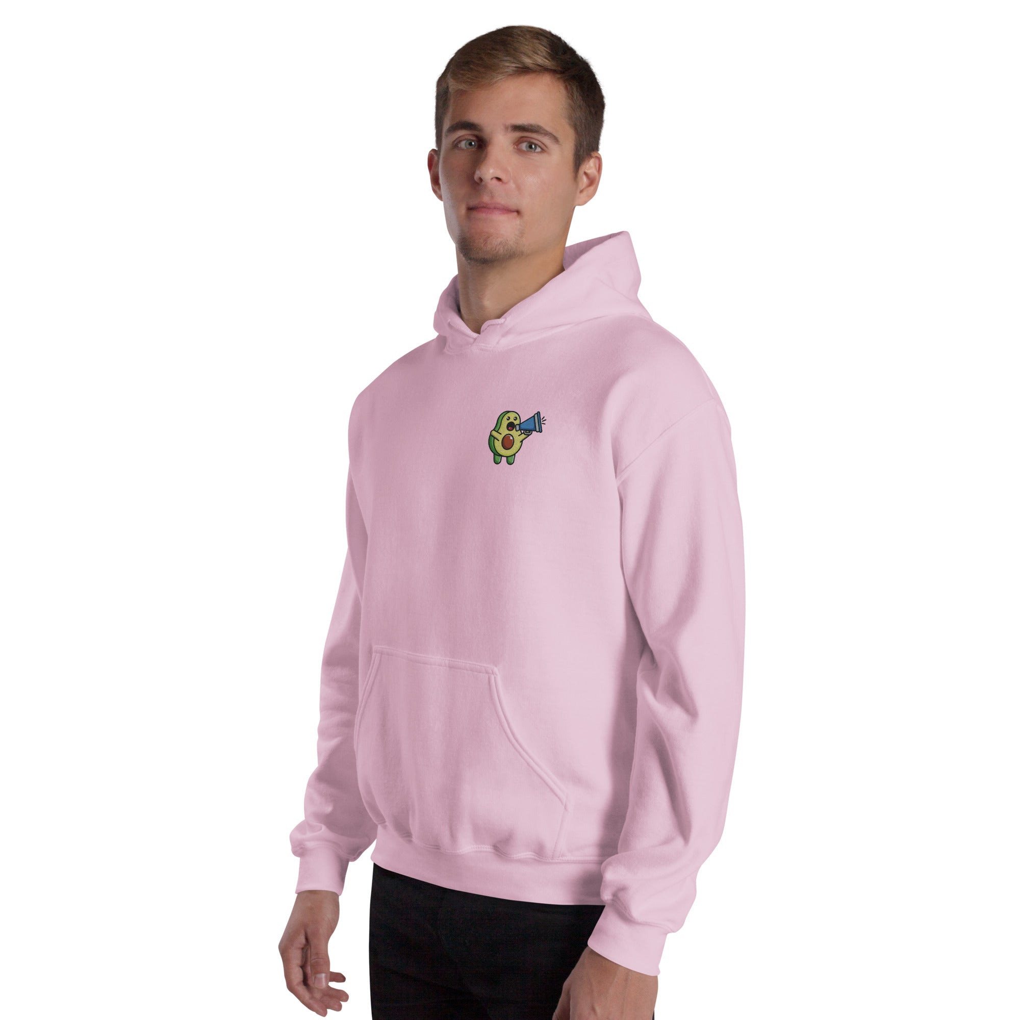 Felpa Ricamata Unisex con Cappuccio – Morbida – Design Avocado Con Megafono-Biiply