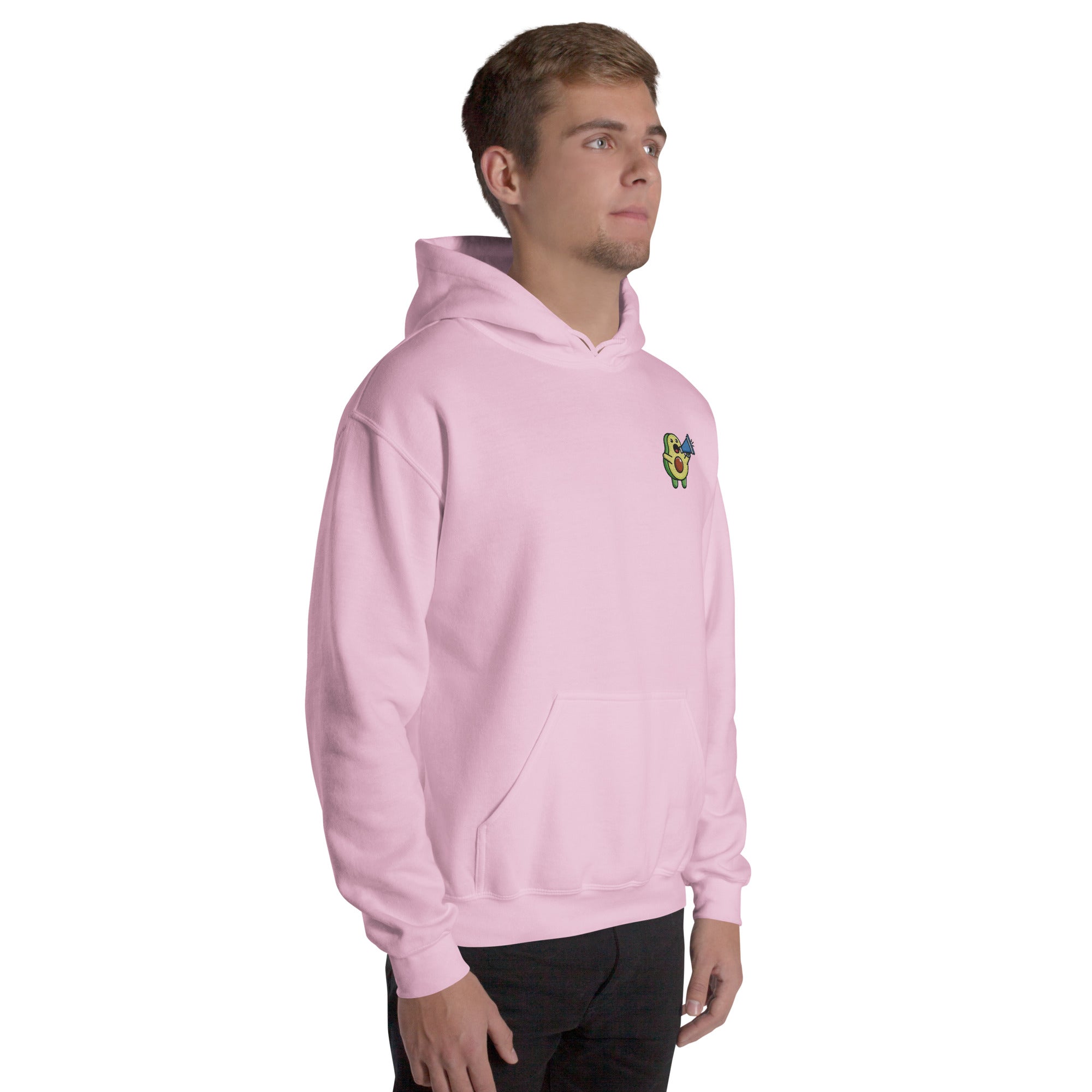 Felpa Ricamata Unisex con Cappuccio – Morbida – Design Avocado Con Megafono-Biiply