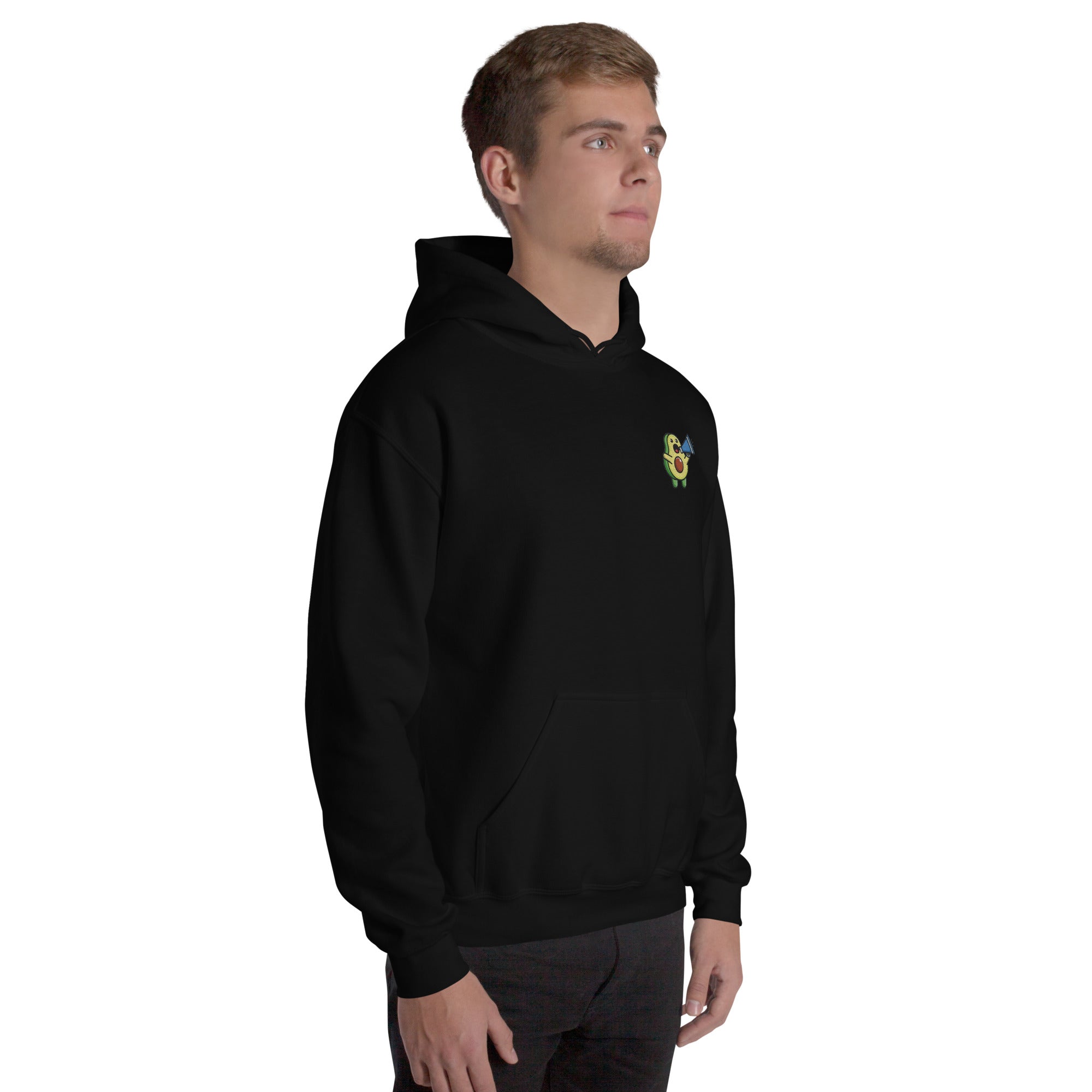Felpa Ricamata Unisex con Cappuccio – Morbida – Design Avocado Con Megafono-Biiply
