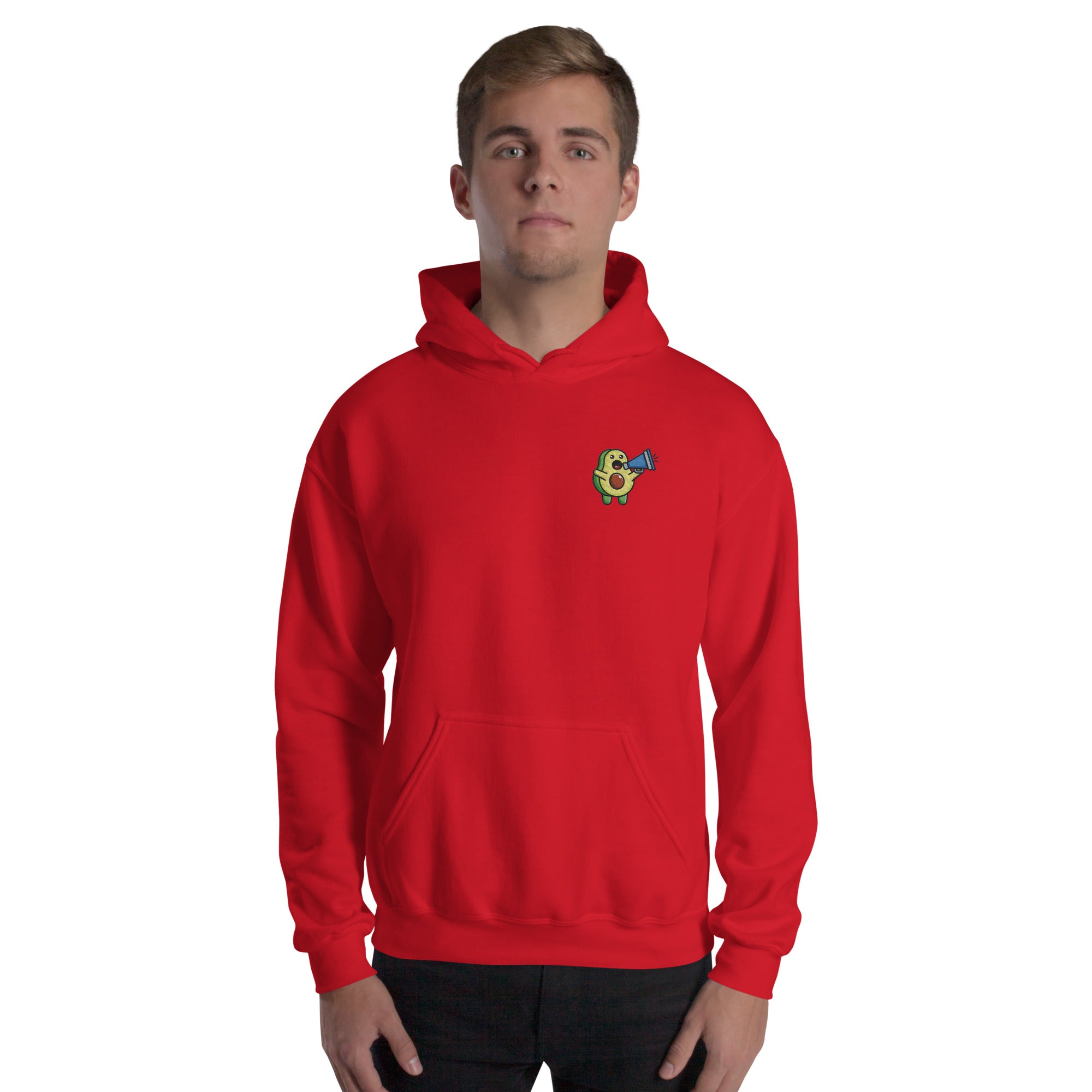 Felpa Ricamata Unisex con Cappuccio – Morbida – Design Avocado Con Megafono-Biiply