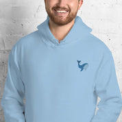 Felpa Ricamata Unisex con Cappuccio – Morbida – Design Balena-Biiply
