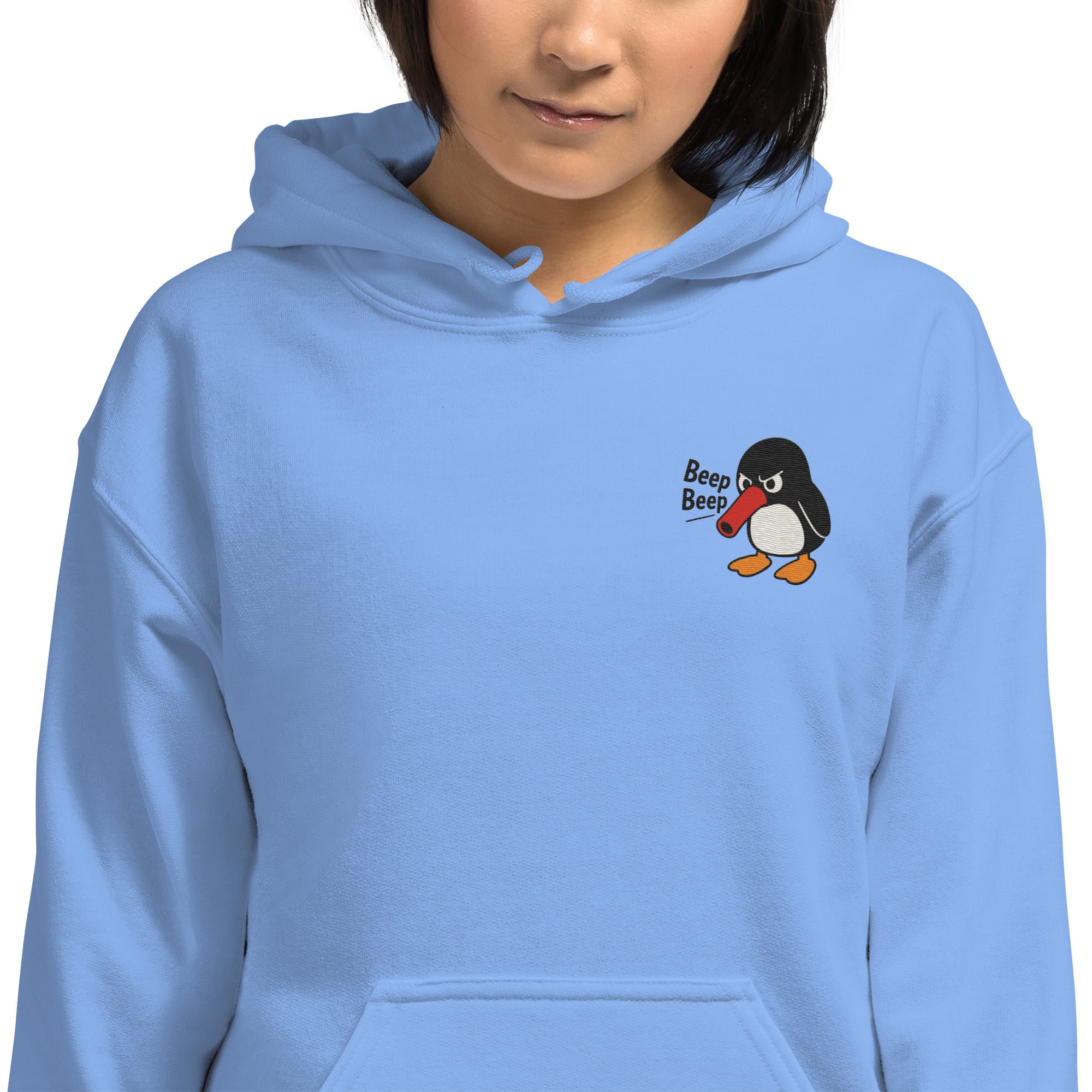 Felpa Ricamata Unisex con Cappuccio – Morbida – Design Beep Beep Pinguino-Biiply