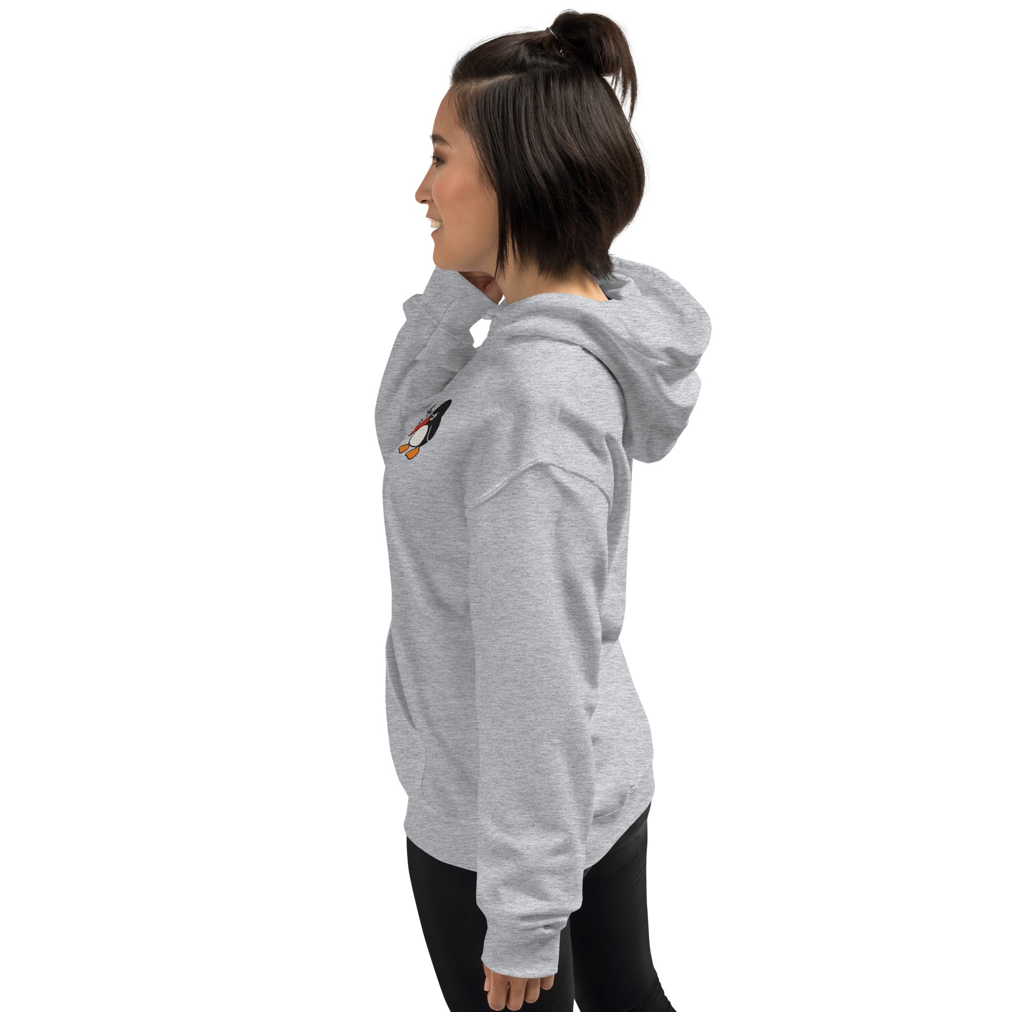 Felpa Ricamata Unisex con Cappuccio – Morbida – Design Beep Beep Pinguino-Biiply