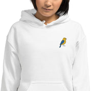 Felpa Ricamata Unisex con Cappuccio – Morbida – Design Canarino Giallo Blu-Biiply