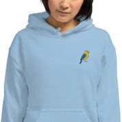 Felpa Ricamata Unisex con Cappuccio – Morbida – Design Canarino Giallo Blu-Biiply