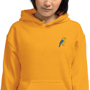 Felpa Ricamata Unisex con Cappuccio – Morbida – Design Canarino Giallo Blu-Biiply