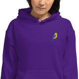Sudadera unisex bordada con capucha - Suave - Diseño canario amarillo y azul