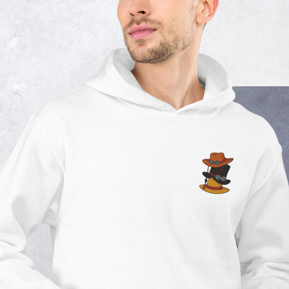 Felpa Ricamata Unisex con Cappuccio – Morbida – Design Cappelli dei Pirati-Biiply