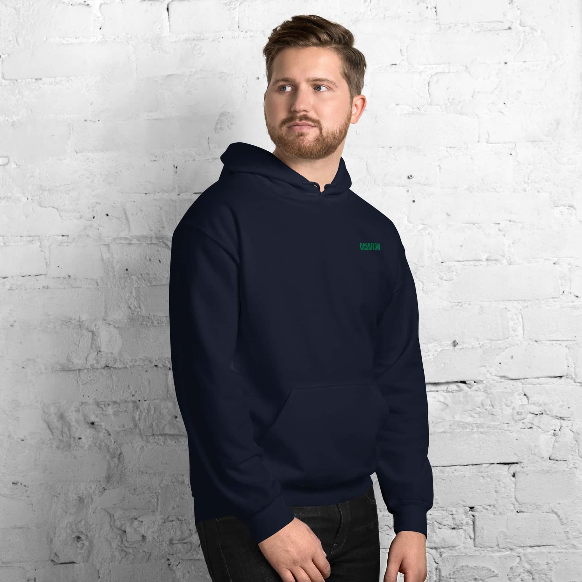 Felpa Ricamata Unisex con Cappuccio – Morbida – Design Cashflow-Biiply