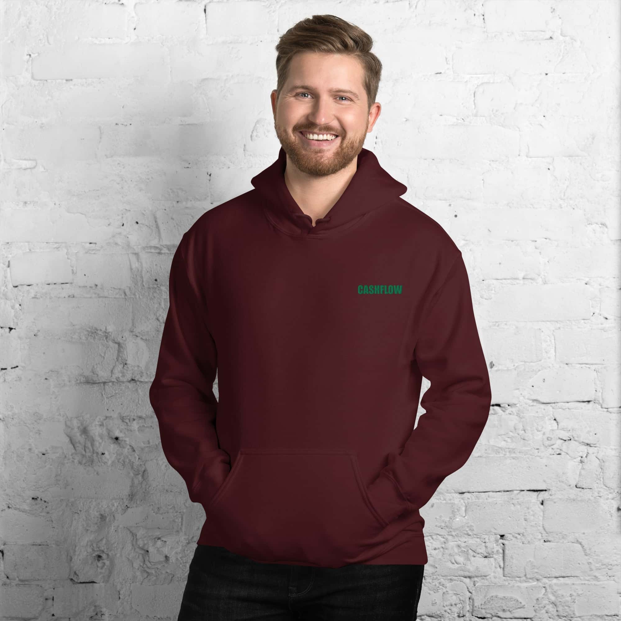 Felpa Ricamata Unisex con Cappuccio – Morbida – Design Cashflow-Biiply