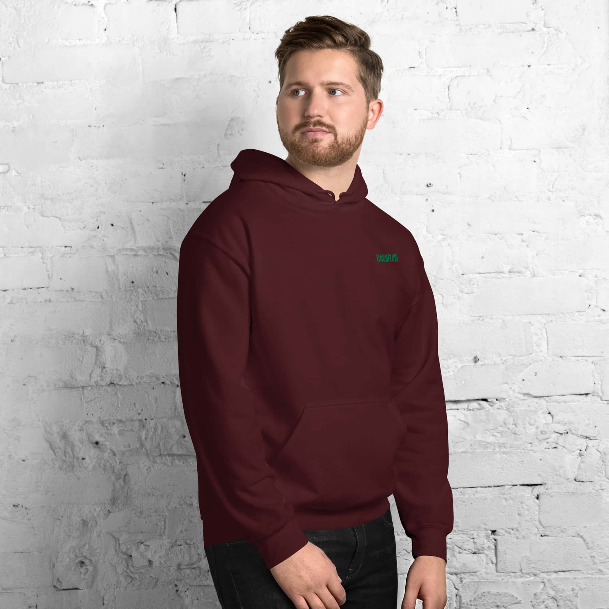 Felpa Ricamata Unisex con Cappuccio – Morbida – Design Cashflow-Biiply