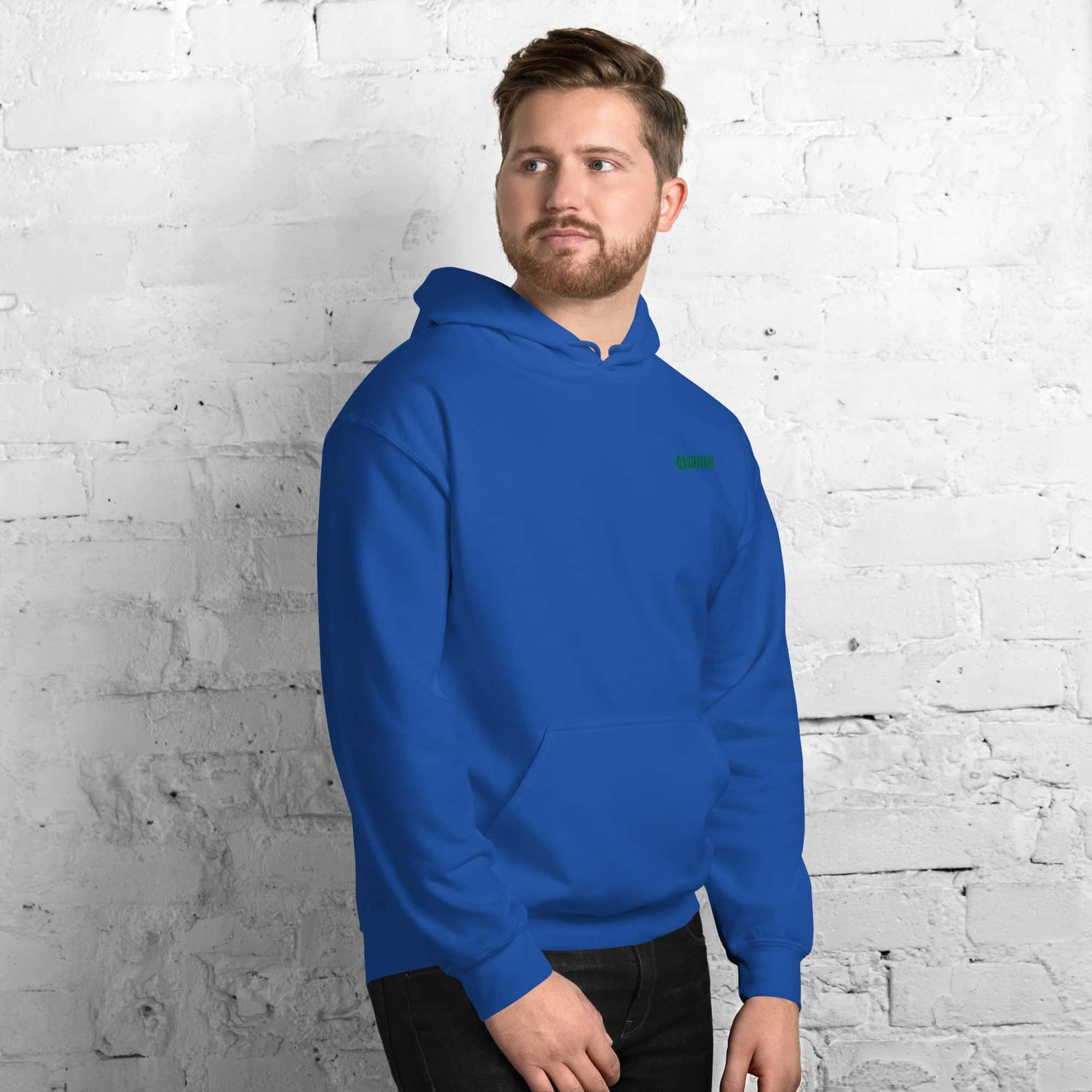 Felpa Ricamata Unisex con Cappuccio – Morbida – Design Cashflow-Biiply