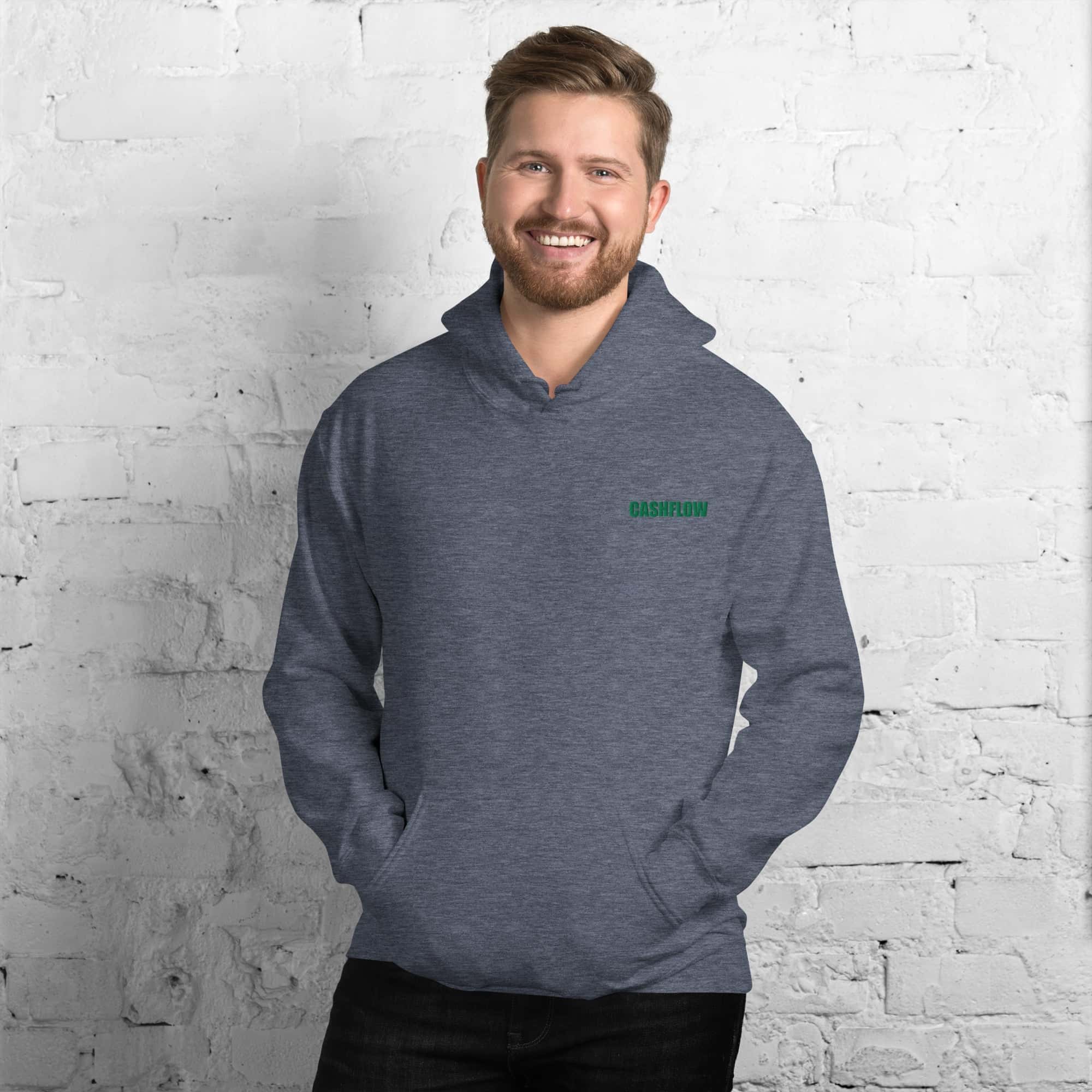 Felpa Ricamata Unisex con Cappuccio – Morbida – Design Cashflow-Biiply