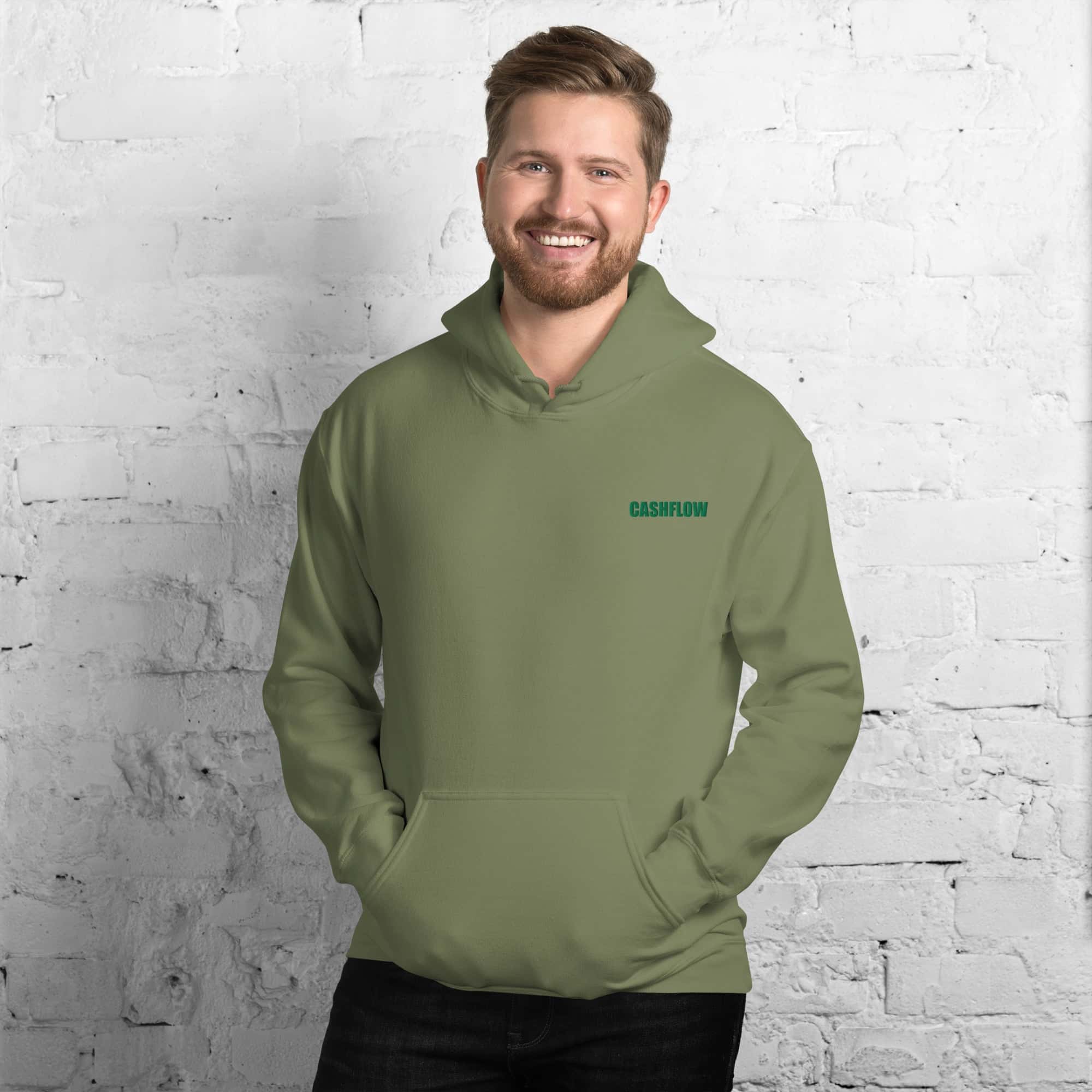 Felpa Ricamata Unisex con Cappuccio – Morbida – Design Cashflow-Biiply