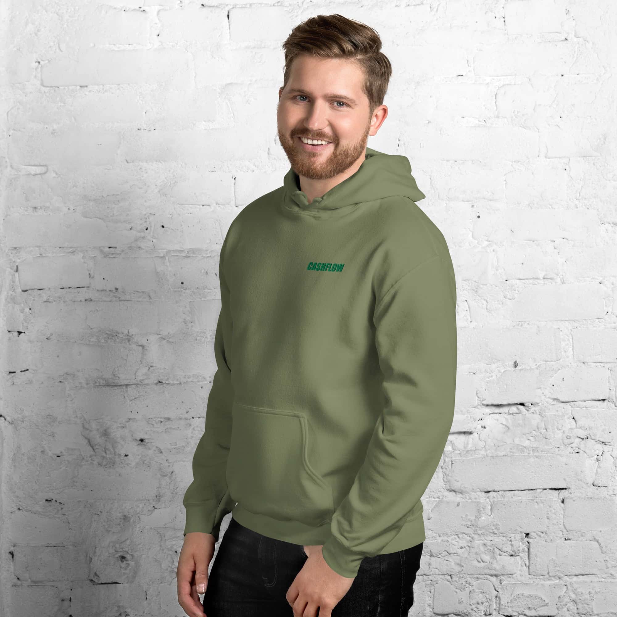 Felpa Ricamata Unisex con Cappuccio – Morbida – Design Cashflow-Biiply