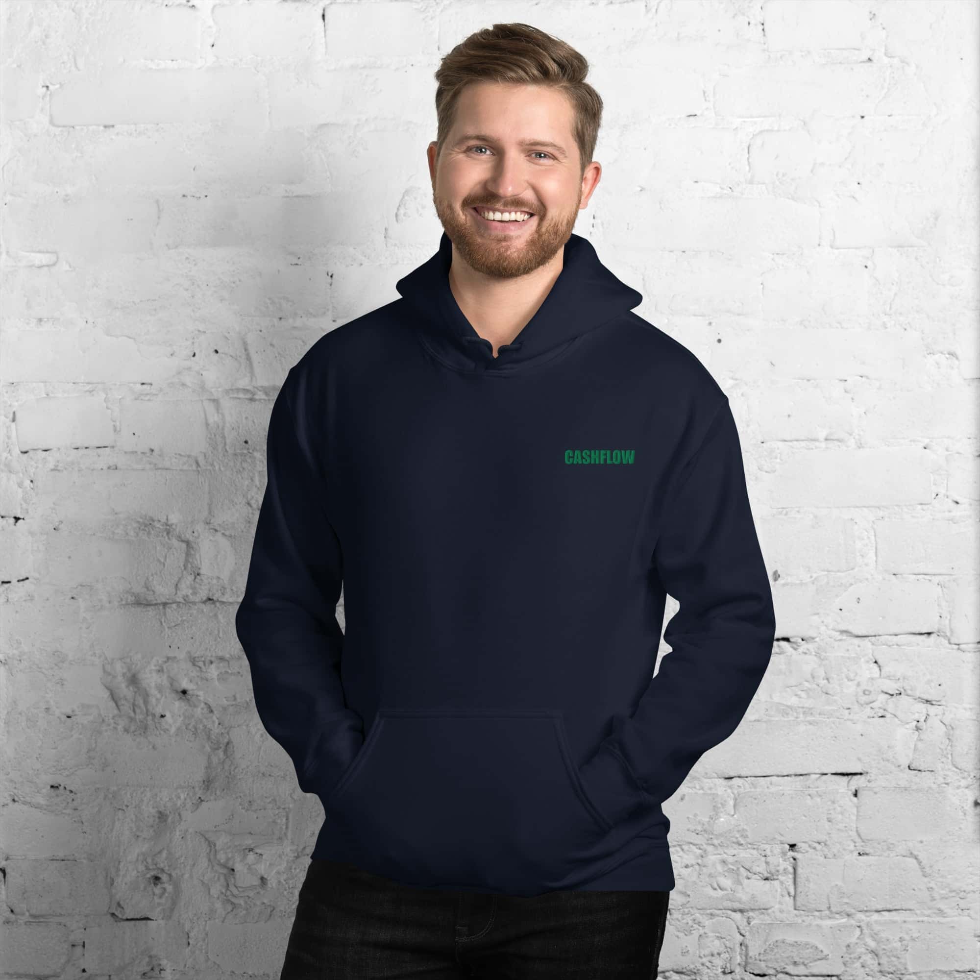 Felpa Ricamata Unisex con Cappuccio – Morbida – Design Cashflow-Biiply