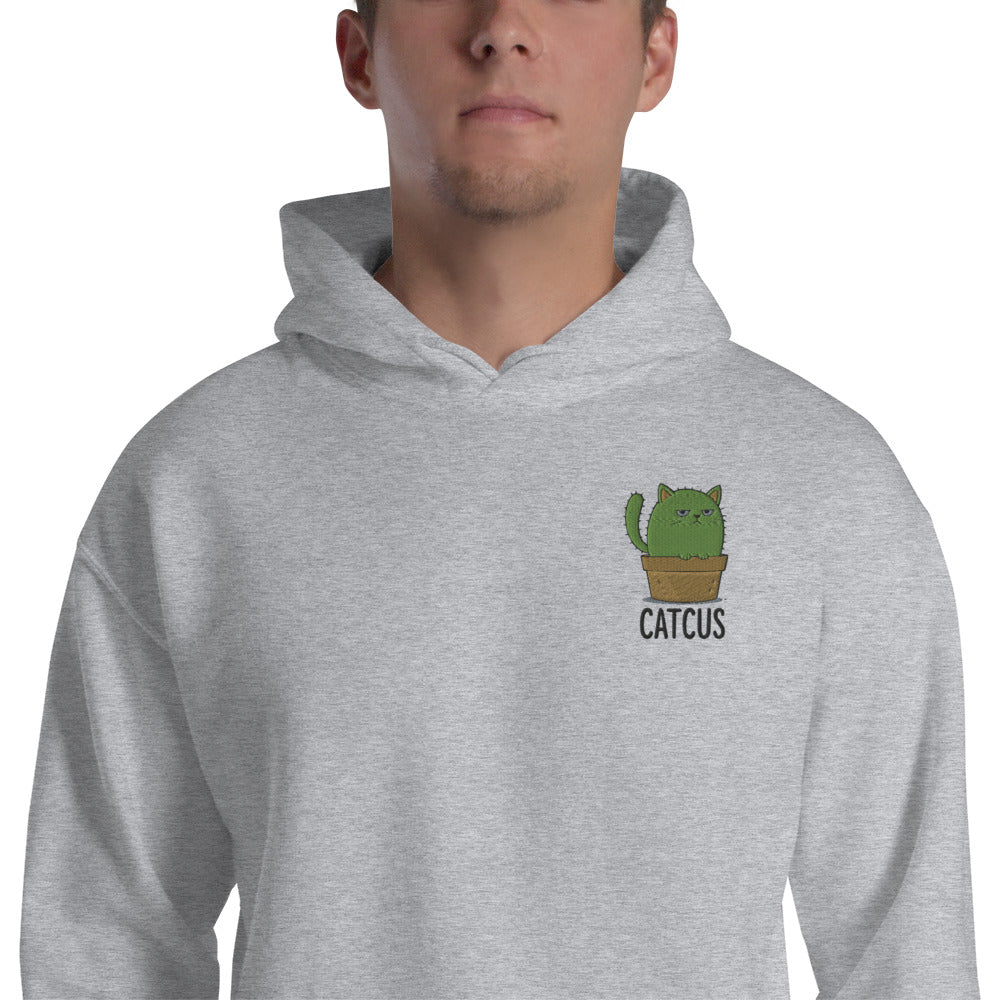 Felpa Ricamata Unisex con Cappuccio – Morbida – Design Catcus-Biiply