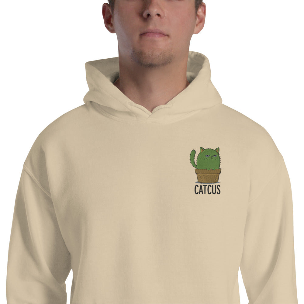 Felpa Ricamata Unisex con Cappuccio – Morbida – Design Catcus-Biiply