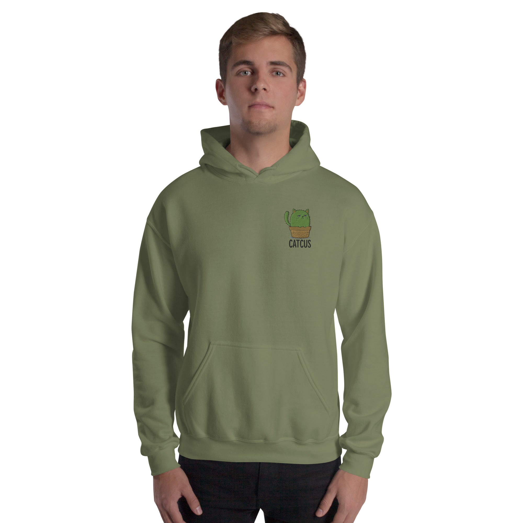 Felpa Ricamata Unisex con Cappuccio – Morbida – Design Catcus-Biiply