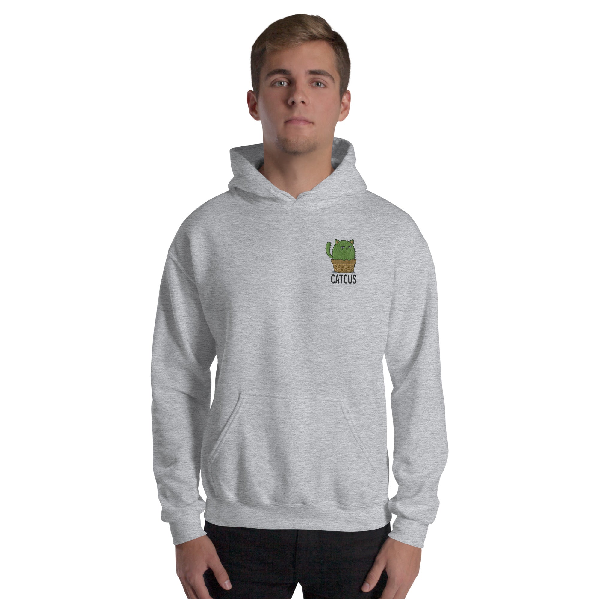 Felpa Ricamata Unisex con Cappuccio – Morbida – Design Catcus-Biiply