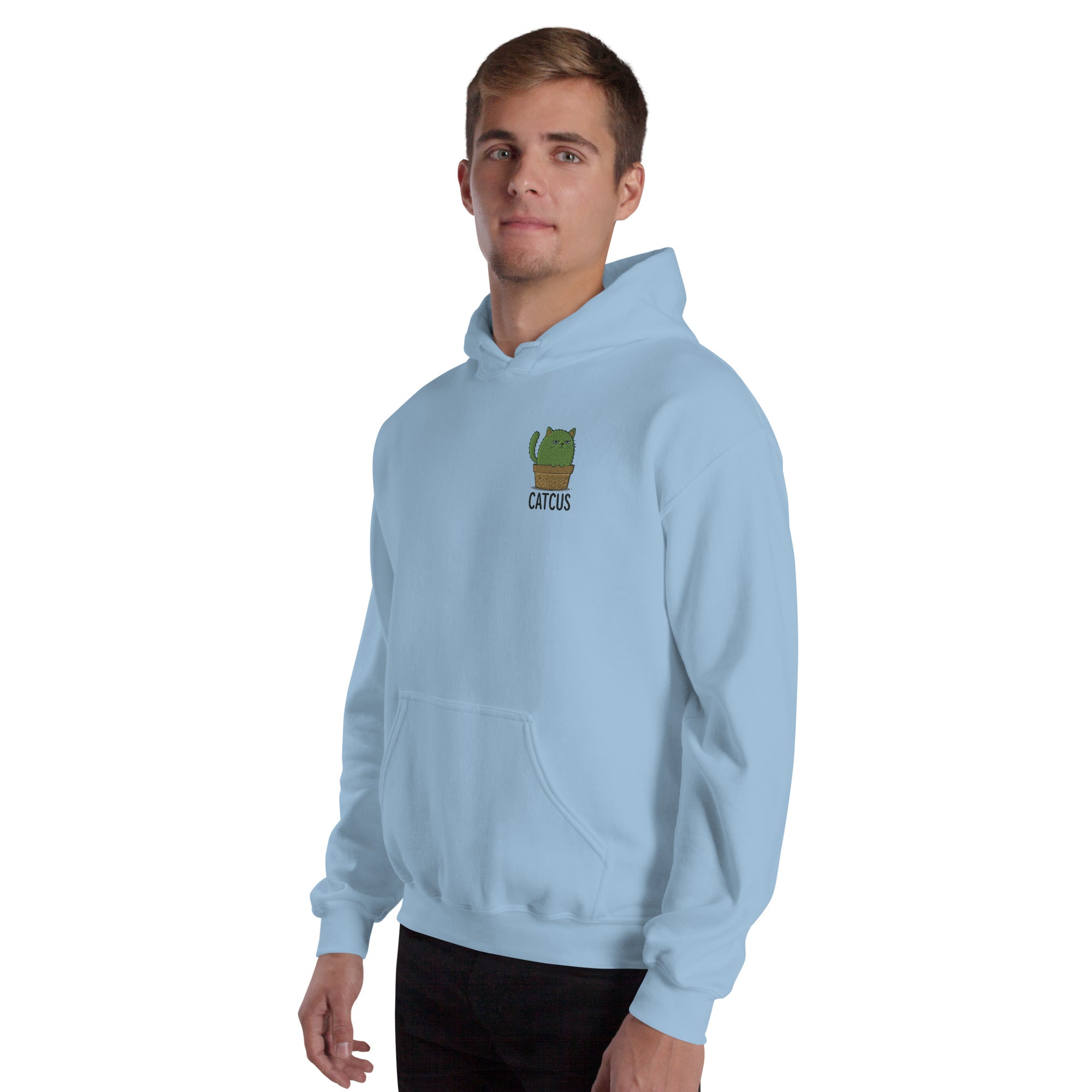 Felpa Ricamata Unisex con Cappuccio – Morbida – Design Catcus-Biiply