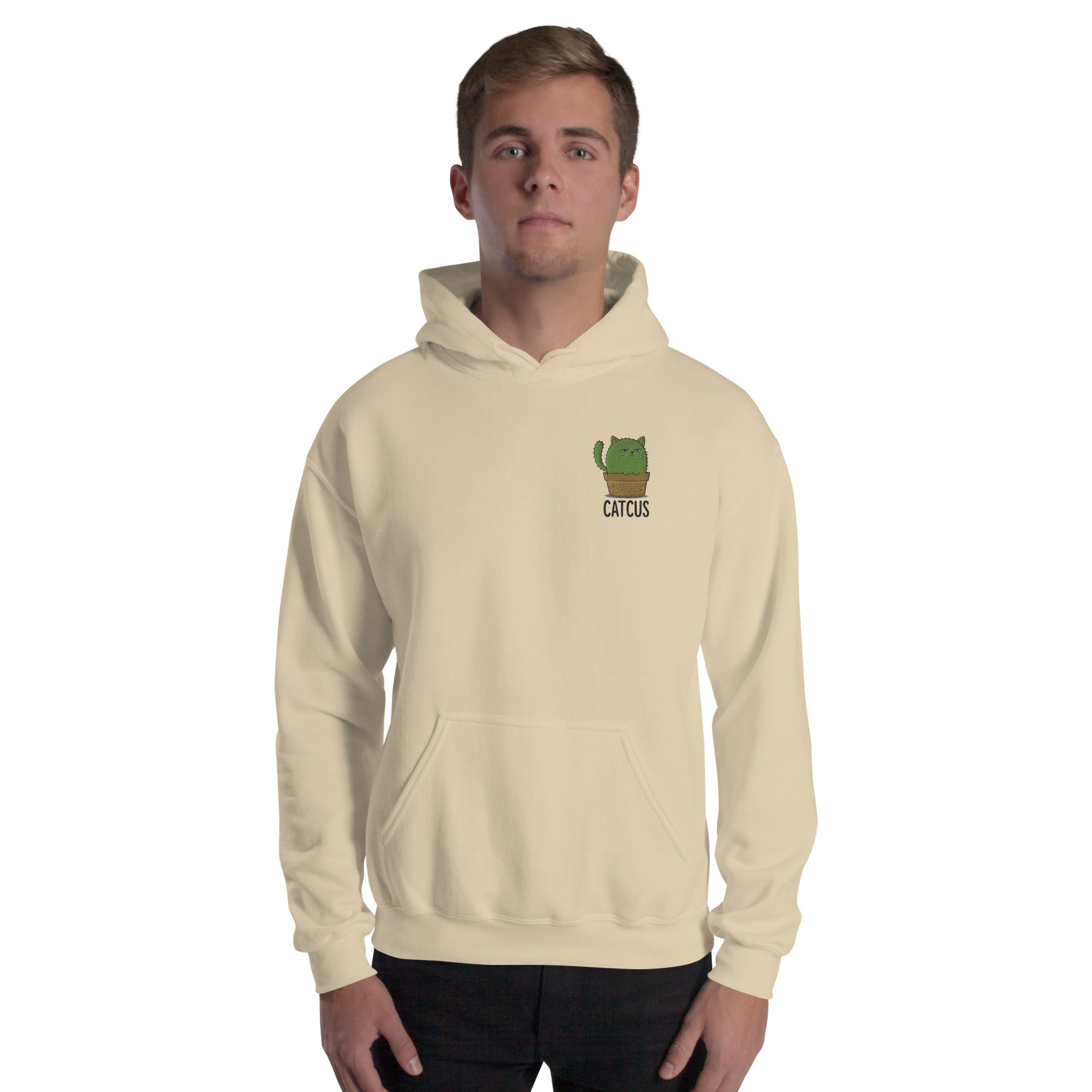 Felpa Ricamata Unisex con Cappuccio – Morbida – Design Catcus-Biiply