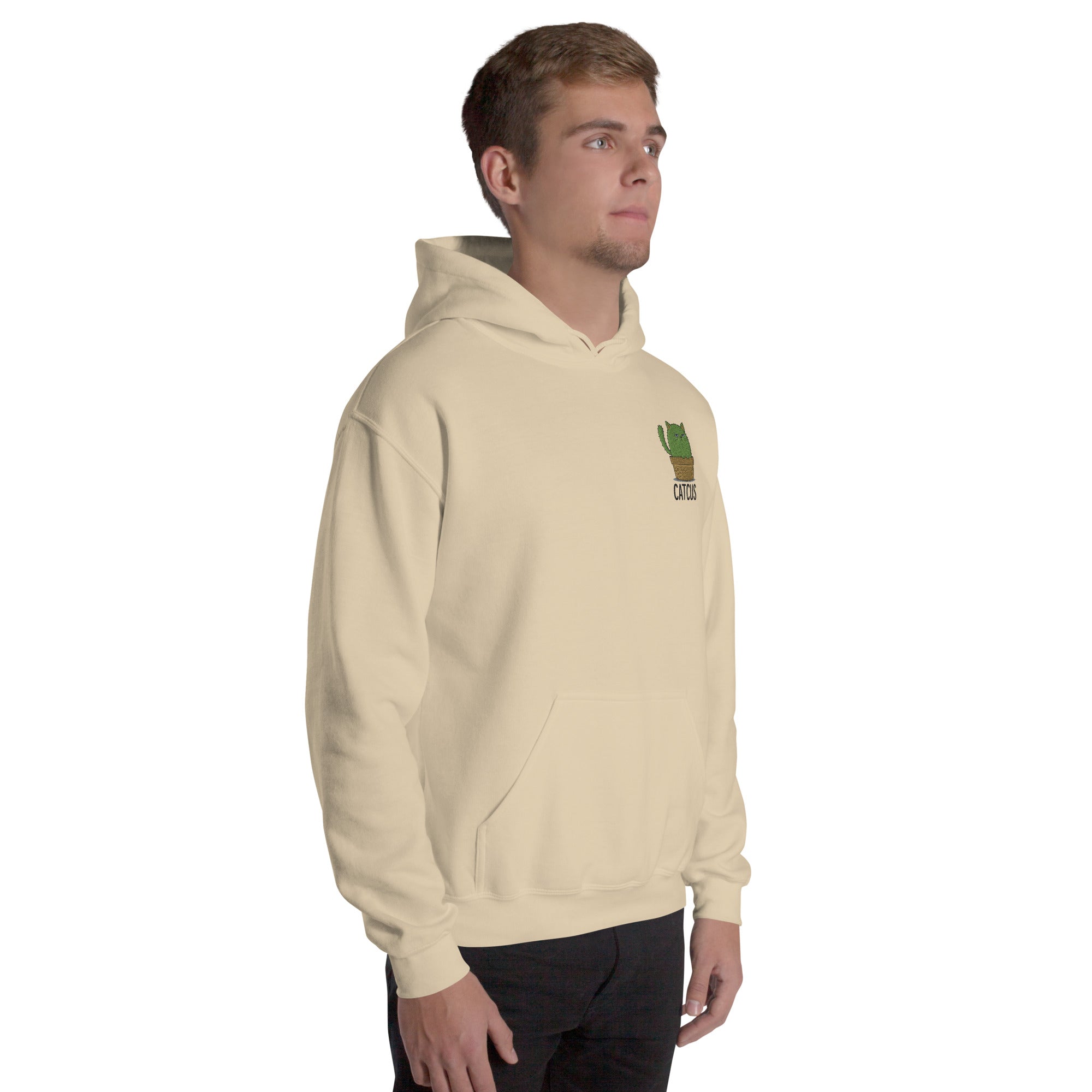 Felpa Ricamata Unisex con Cappuccio – Morbida – Design Catcus-Biiply