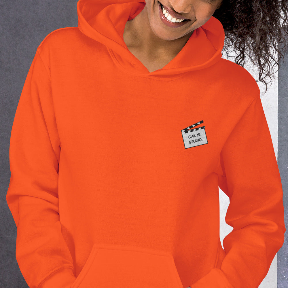 Felpa Ricamata Unisex con Cappuccio – Morbida – Design Ciak Mi Girano-Biiply