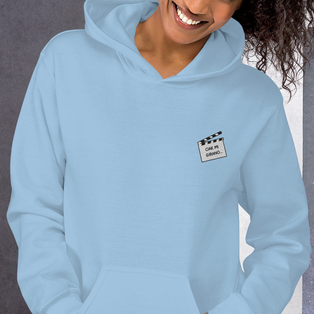 Felpa Ricamata Unisex con Cappuccio – Morbida – Design Ciak Mi Girano-Biiply