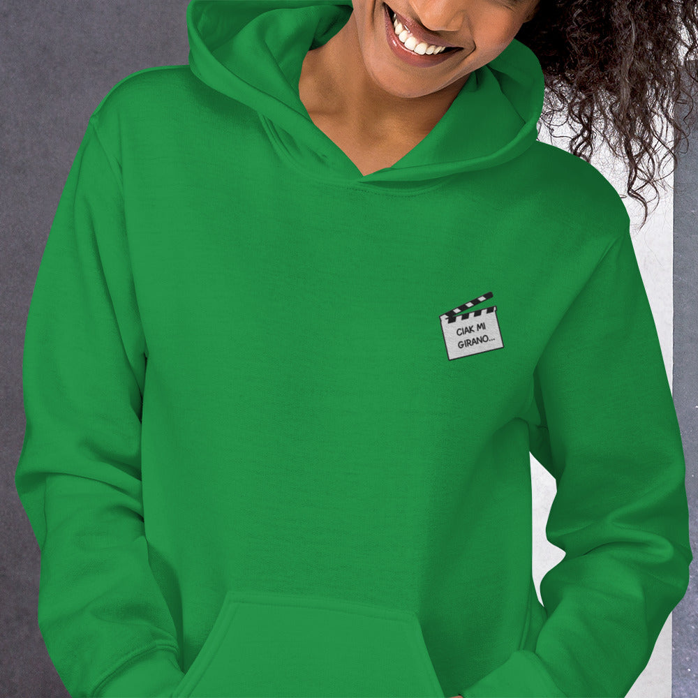 Felpa Ricamata Unisex con Cappuccio – Morbida – Design Ciak Mi Girano-Biiply