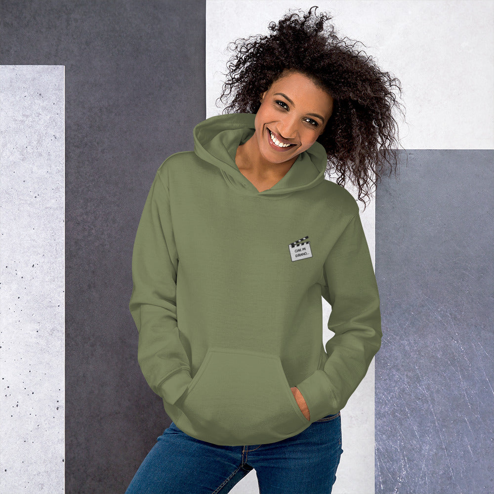Felpa Ricamata Unisex con Cappuccio – Morbida – Design Ciak Mi Girano-Biiply