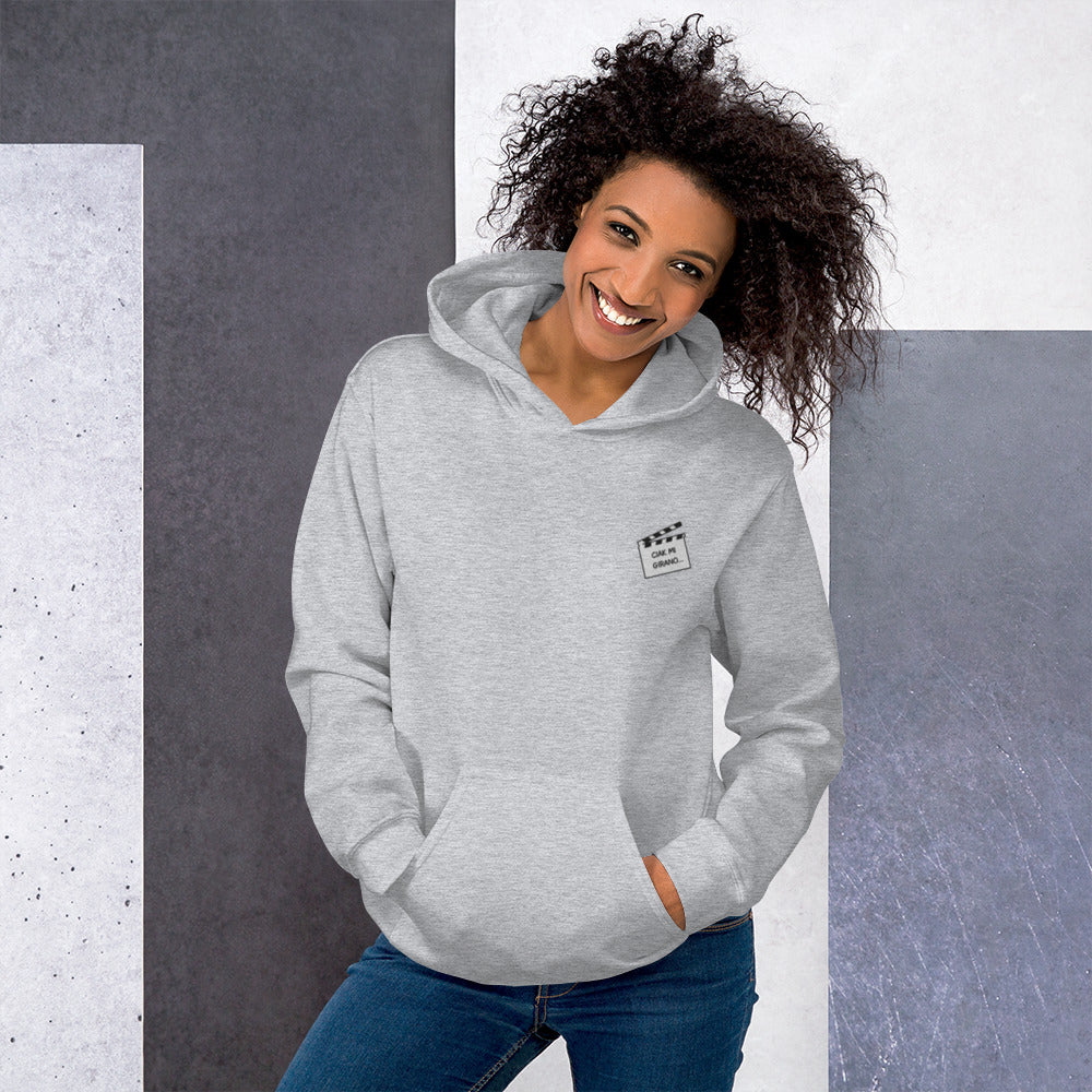 Felpa Ricamata Unisex con Cappuccio – Morbida – Design Ciak Mi Girano-Biiply