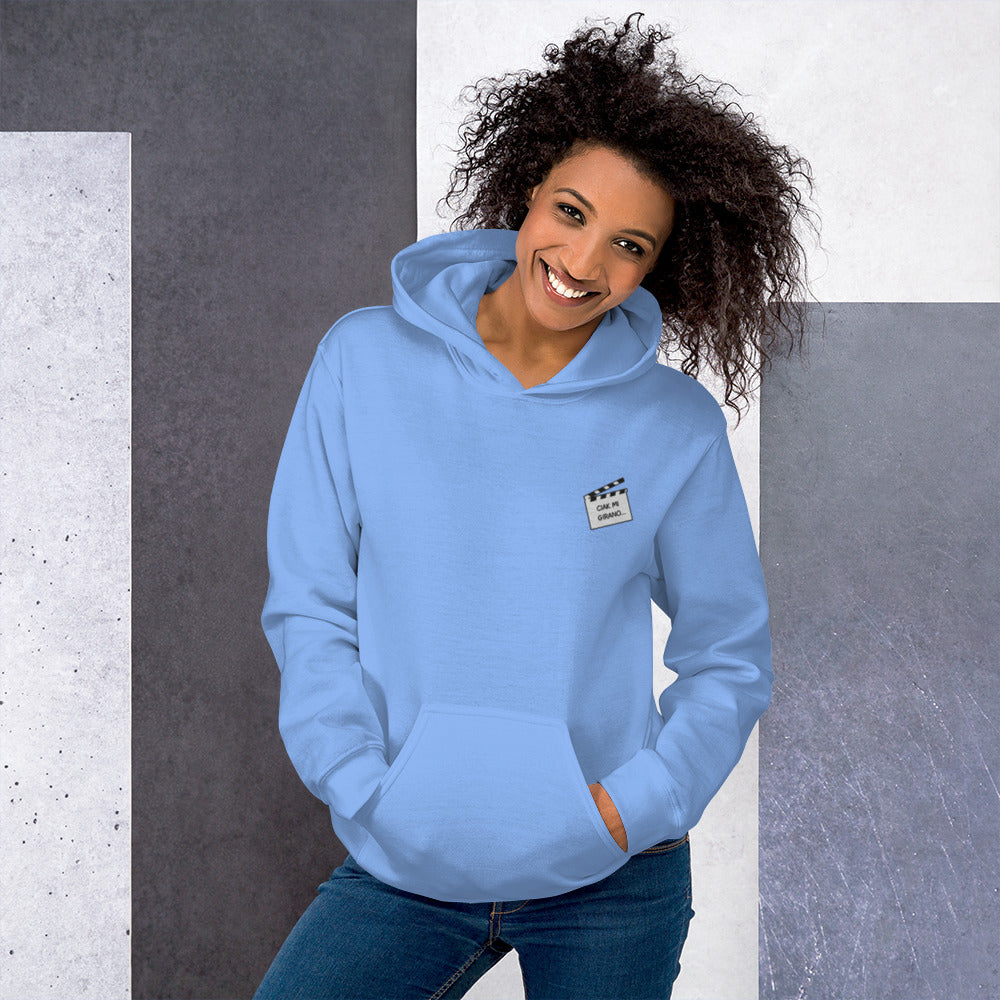 Felpa Ricamata Unisex con Cappuccio – Morbida – Design Ciak Mi Girano-Biiply